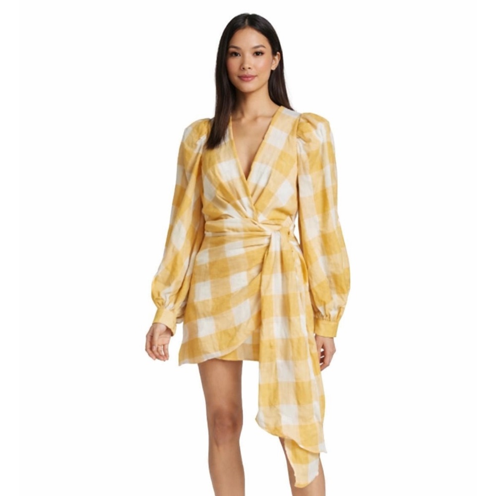 Acler Sutherland Checkered Wrap Mini Dress